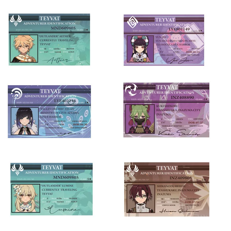 

6/9/10/12/13 шт. аниме Genshin Impact персонаж карточка с именем из ПВХ школьные карточки коллекция женских подарков для детей