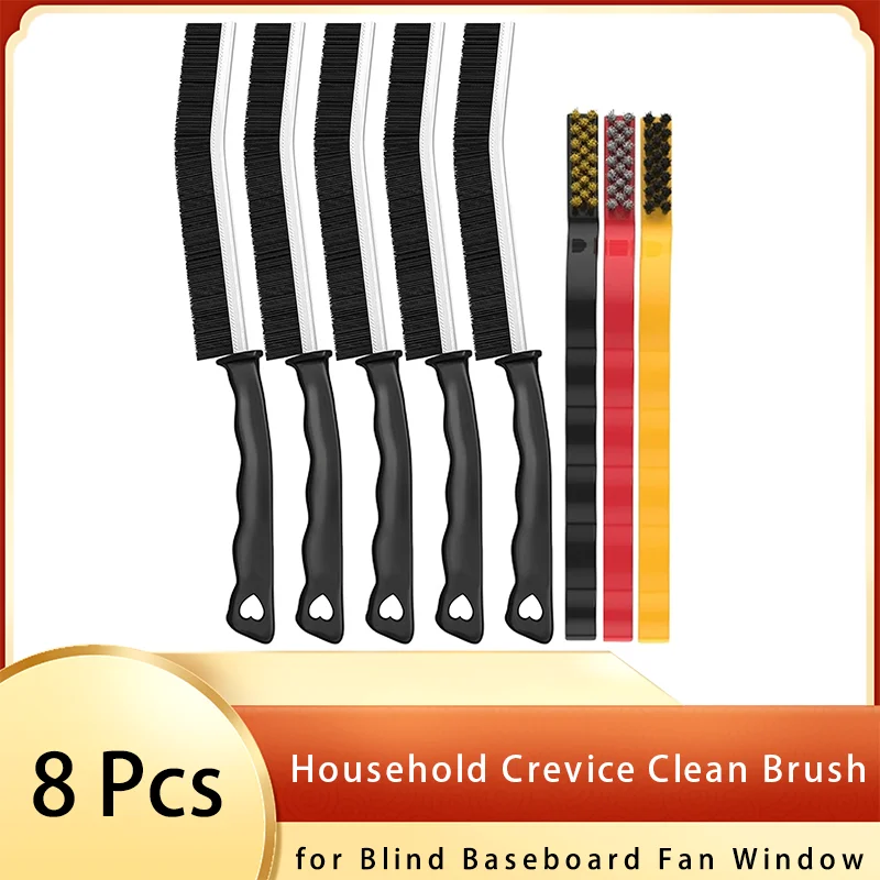 

Household Crevice Cleaning Brush Kit 8 Pcs Multifunctional for Use Dead Corners Brushes for Blind Baseboard Fan Window Sliding