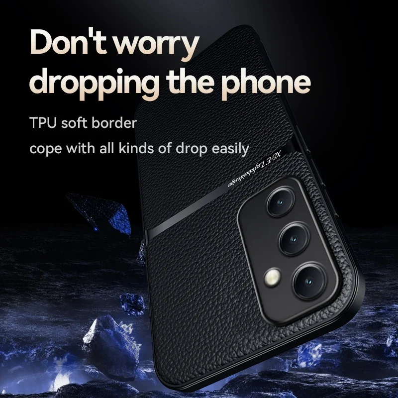 Luxury Magnetic Leather Car Holder Shockproof Soft Back Phone Case