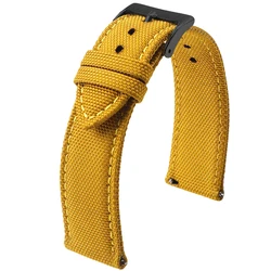 Durable Waterproof Sailcloth Nylon Watch Strap with Quick Release - 22mm (MUSTARD YELLOW 2)