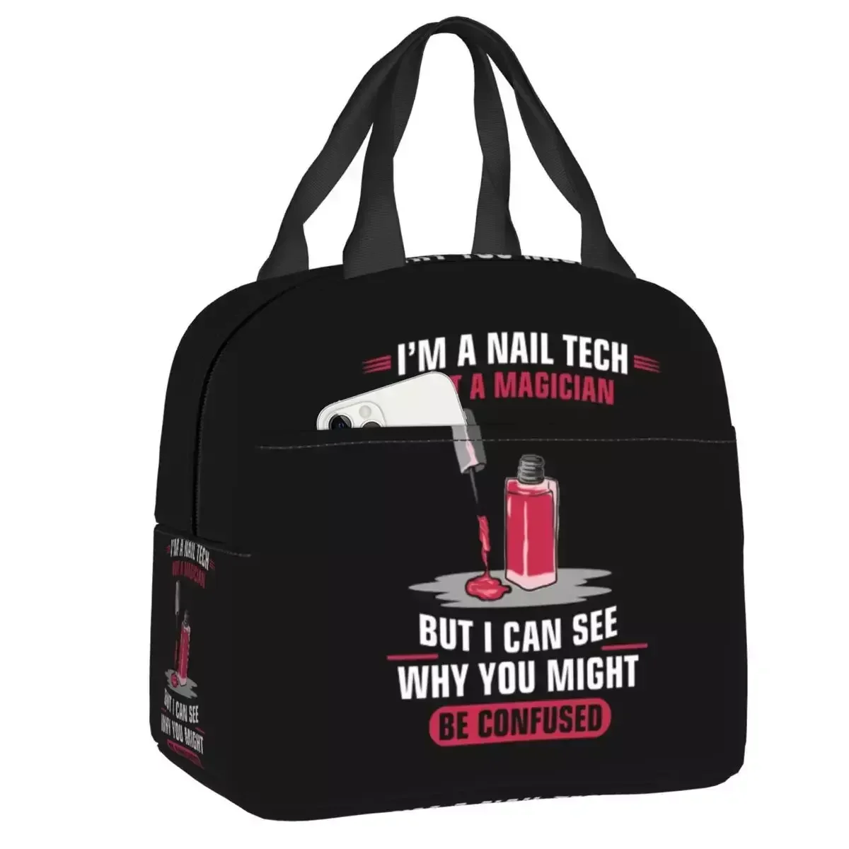 

2024 New Custom Tech Fingernails Manicurist Lunch Bag Women Thermal Cooler Insulated Lunch Box For Student School