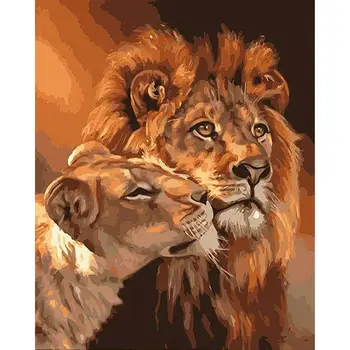 Lion and lioness portrait african wildlife painting by numbers kit