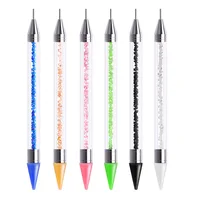 1PCS Acrylic Double Head Rhinestone Picker Dotting Pen Crystal Beads Handle Wax Pencil Manicure Point Drill Pen Nail Art Tools#5 2
