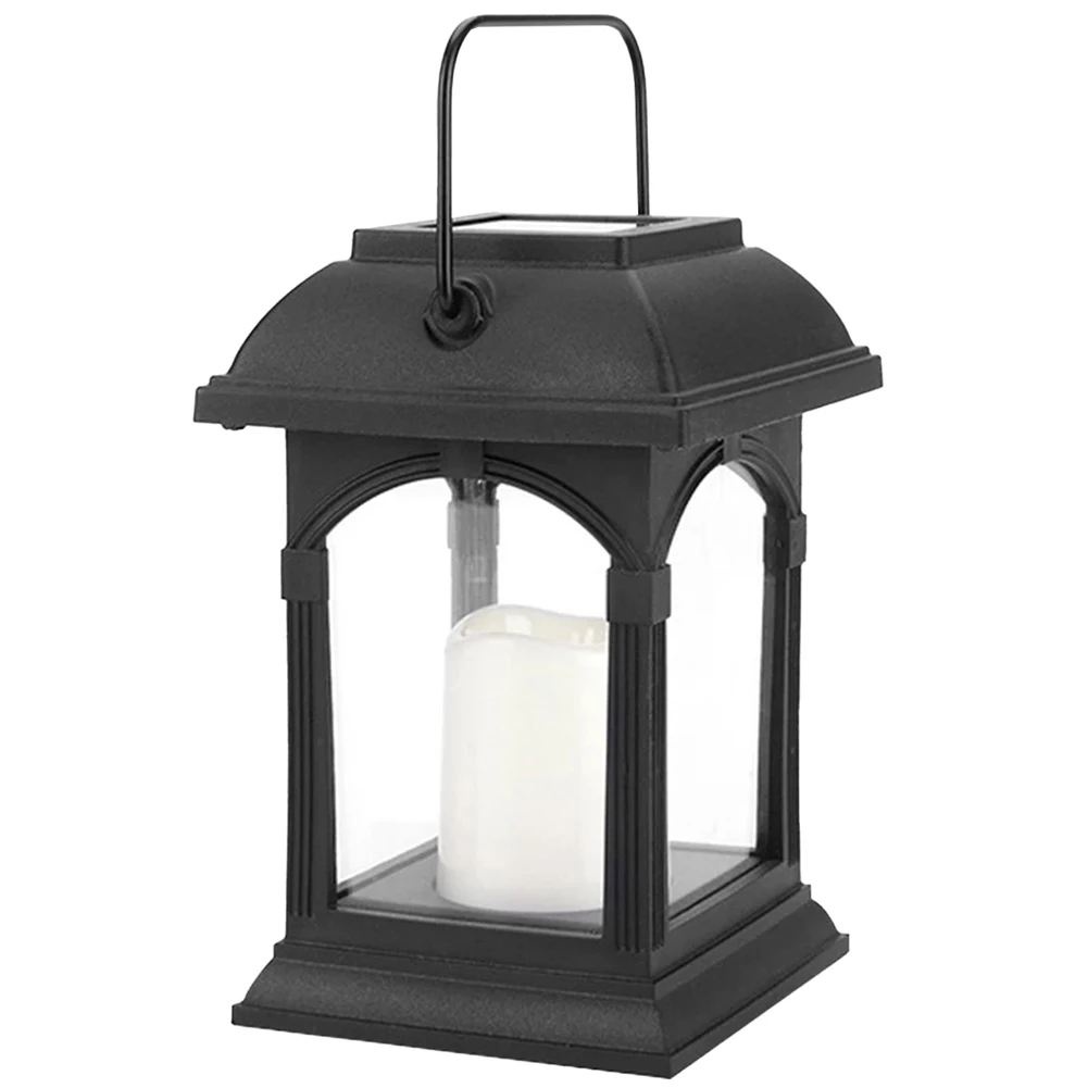 Retro Led Solar Candle Lights With Handle Ip44 Waterproof Outdoor Garden Hanging Decorative Table Lamp