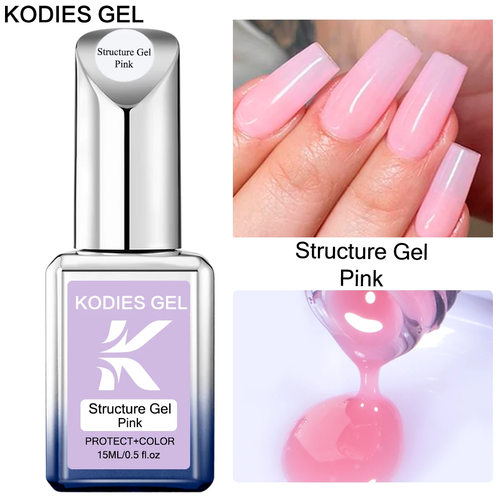 

KODIES GEL Pink Rubber Base Gel Polish 15ML Nail Polish Structure Neutral Beige Sheer Color Vernis Semi Permanent UV/LED Varnish