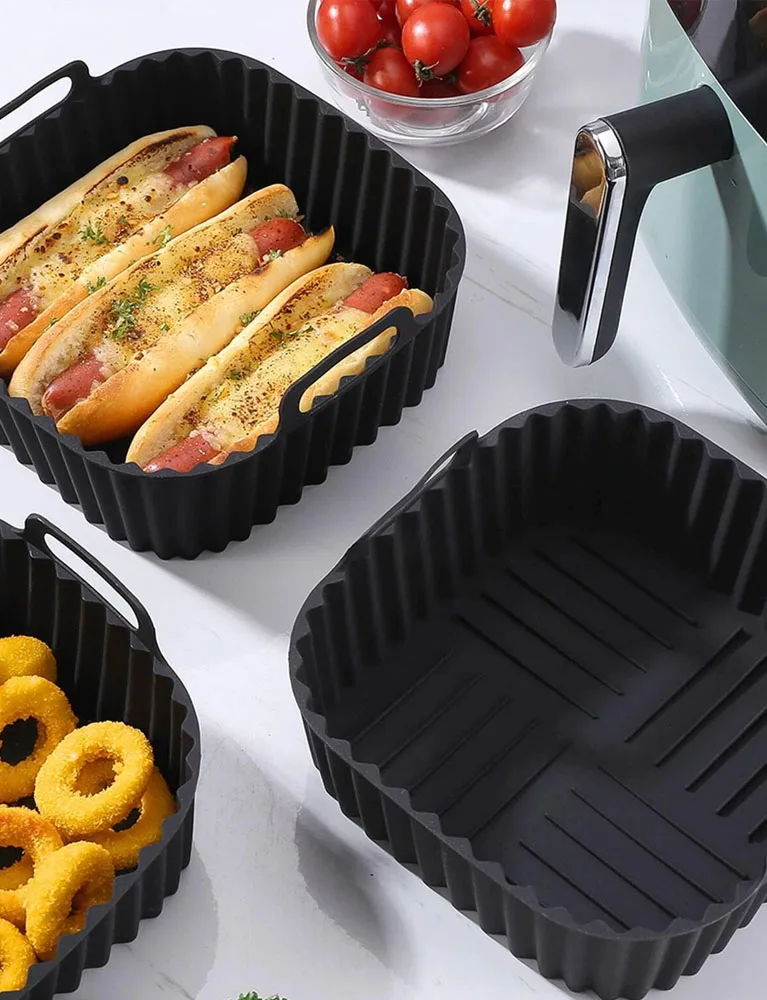 Air Fryer Silicone Pot Thick Reusable Square Liners Replacement of Parchment Liner Paper Basket Air Fryer Liners Air Fryer Accessories Air Fryer Silicone Tray