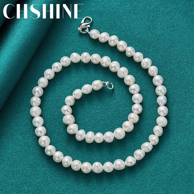 CHSHINE 925 Sterling Silver Natural Freshwater Pearls 16/18/20" Necklace For Men Women Wedding Charm Engagement Fashion Jewelry - Image 2