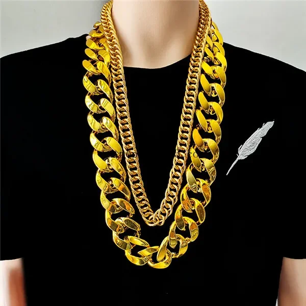 Big gold chain local tyrant man super thick gold necklace simulation prop