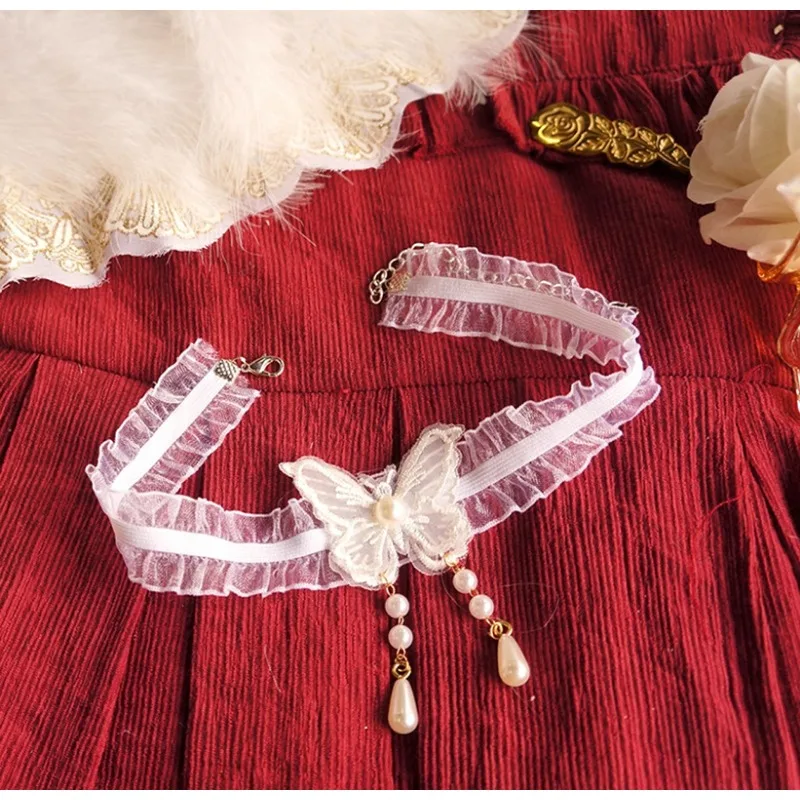 

Lolita accessories ribbon sweet lace butterfly collarbone necklace choker