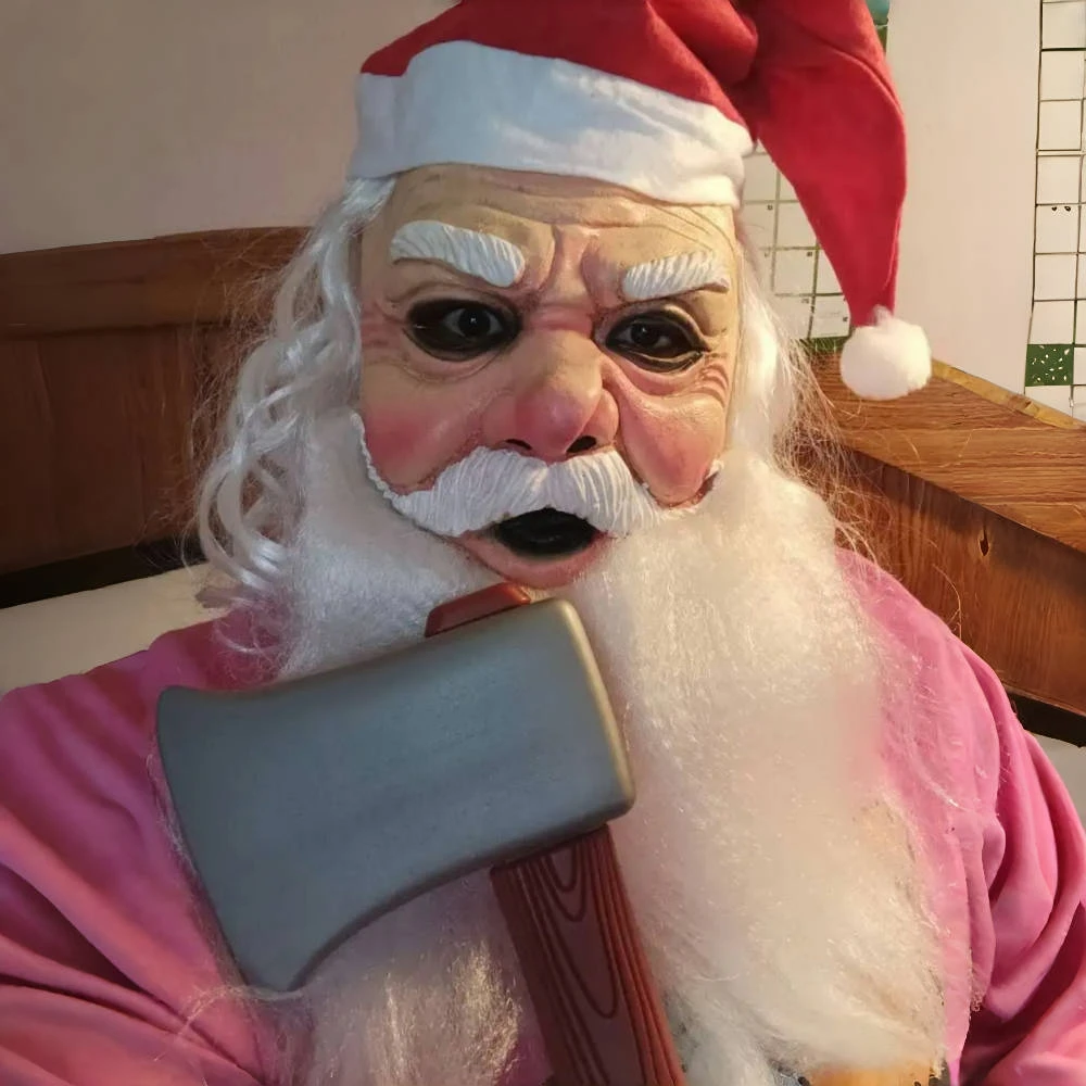 Maschera Di Babbo Natale In Lattice - Realistica Con Barba E Cappello, Per Costumi E Feste Natalizie - Foto 10