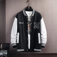 Big M Letter Print Hip Hop Patchwork Baseball Jackets Mens Letter Print Bomber Jackets Men Spring Oversized Streetwear Coats - Image 2