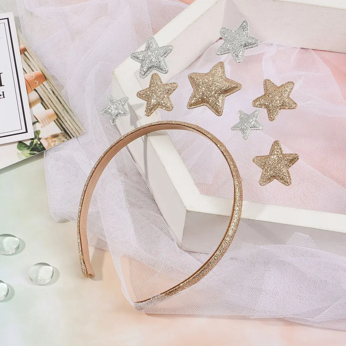 Christmas Glitter Stars Headband Party Headband Lovely Christmas Pentagram Hairband Birthday Hair Accessories For Kids