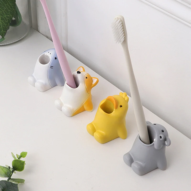 Toothbrush Desktop Holder Cute Animals Bathroom Organizer Mini Family