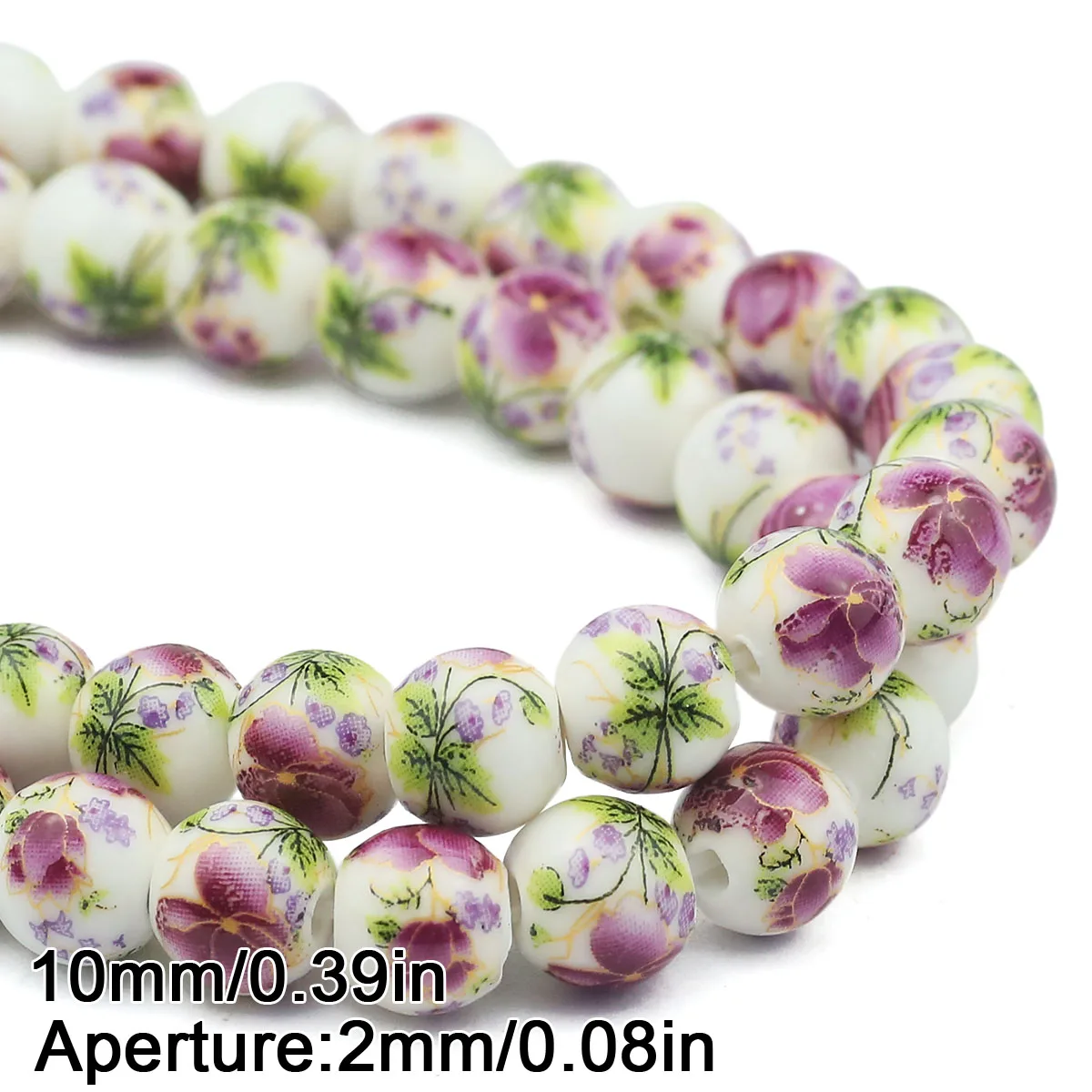 20pcs Multicolor Floral Oblate Ceramic Spacer Beads