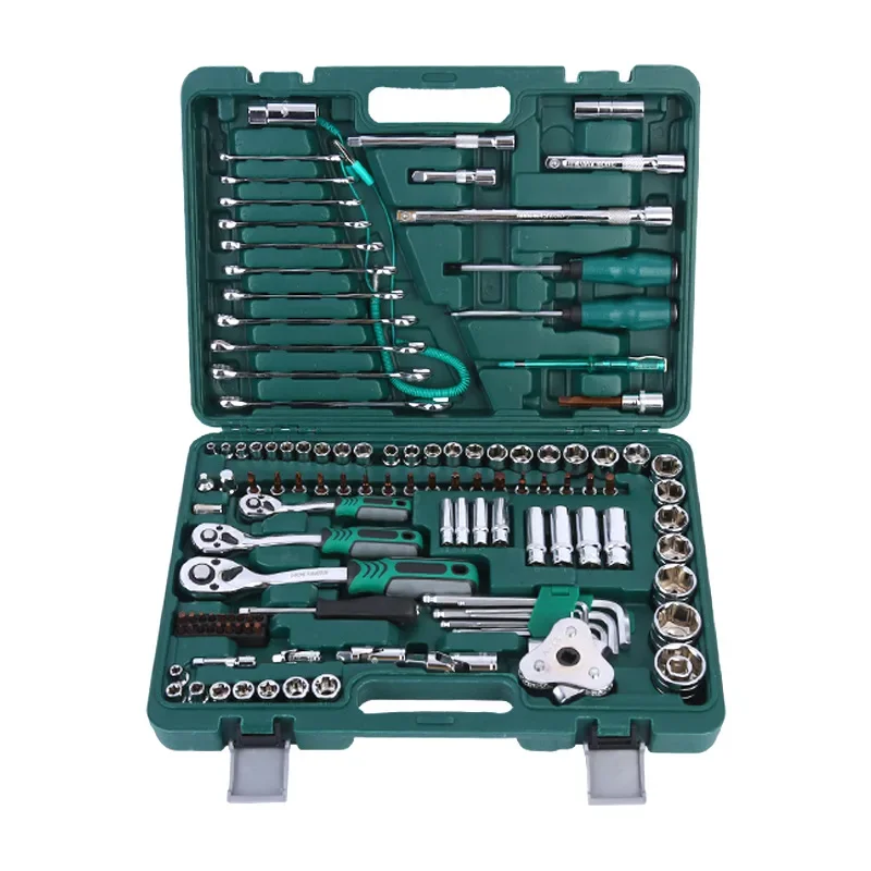 Full Combination Vehicle Hand Tool Sets 121PCS Car Repair tools Set Socket Wrench Set with Plastic Toolbox