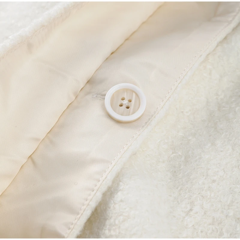 Thickened Woolen Women's Coat Stand Collar Button Waist-cinching Long Sleeve Female Jacket 2025 Autumn Winter New Streetwear