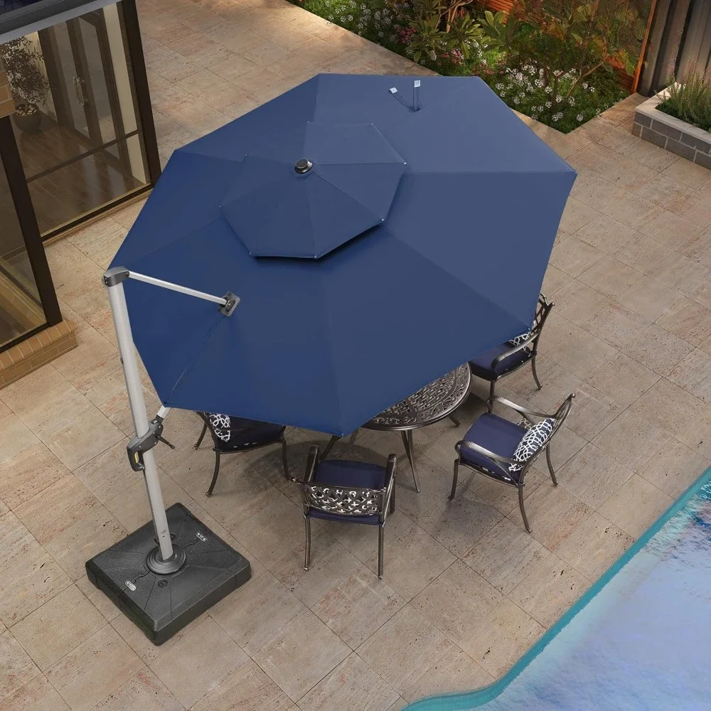 11 Feet Double Top Deluxe Round Patio Umbrella - Offset Hanging Cantilever Umbrella for Outdoor, Market, Garden 2