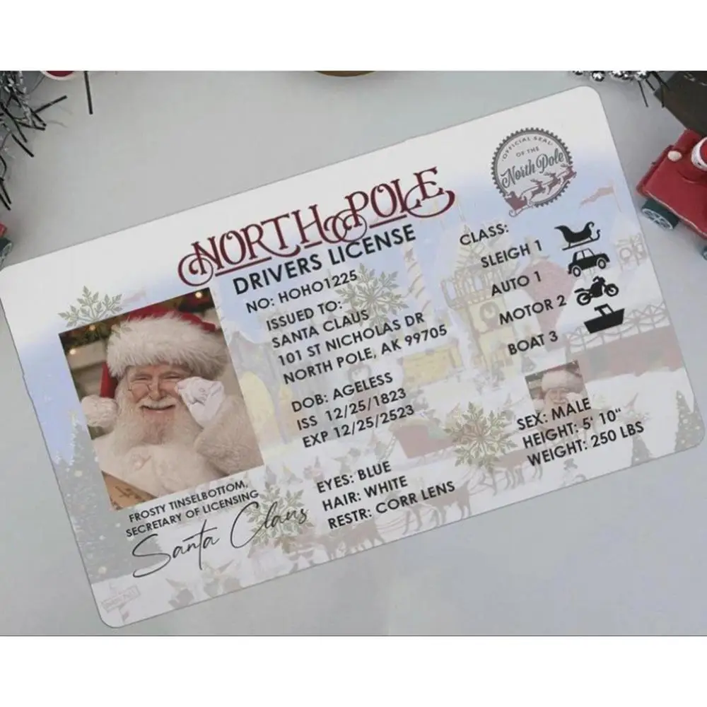 Card Santa Claus Flying Licence Christmas Eve Driving Licence Christmas Gift For Children Kids Christmas Decoration 2023