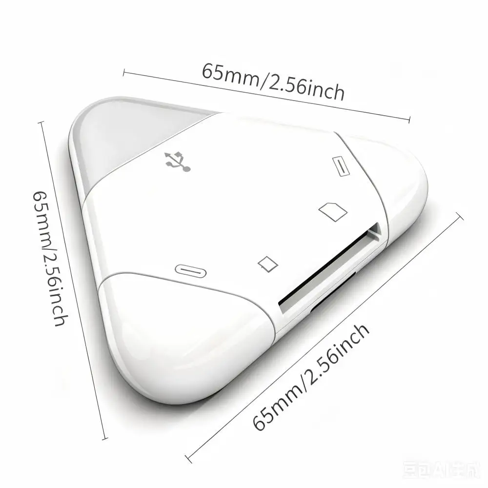 3 in 1 메모리 카드 리더기 (삼각형 자석 캡 포함) USB-C USB 라이트닝 포트 지원 TF/SD PC 노트북 맥북 스마트폰용