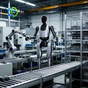 Robot umanoide per parcheggi che guida i proprietari di auto verso spazi vuoti e li informa sui limiti di tempo di parcheggio e sulle tariffe.
