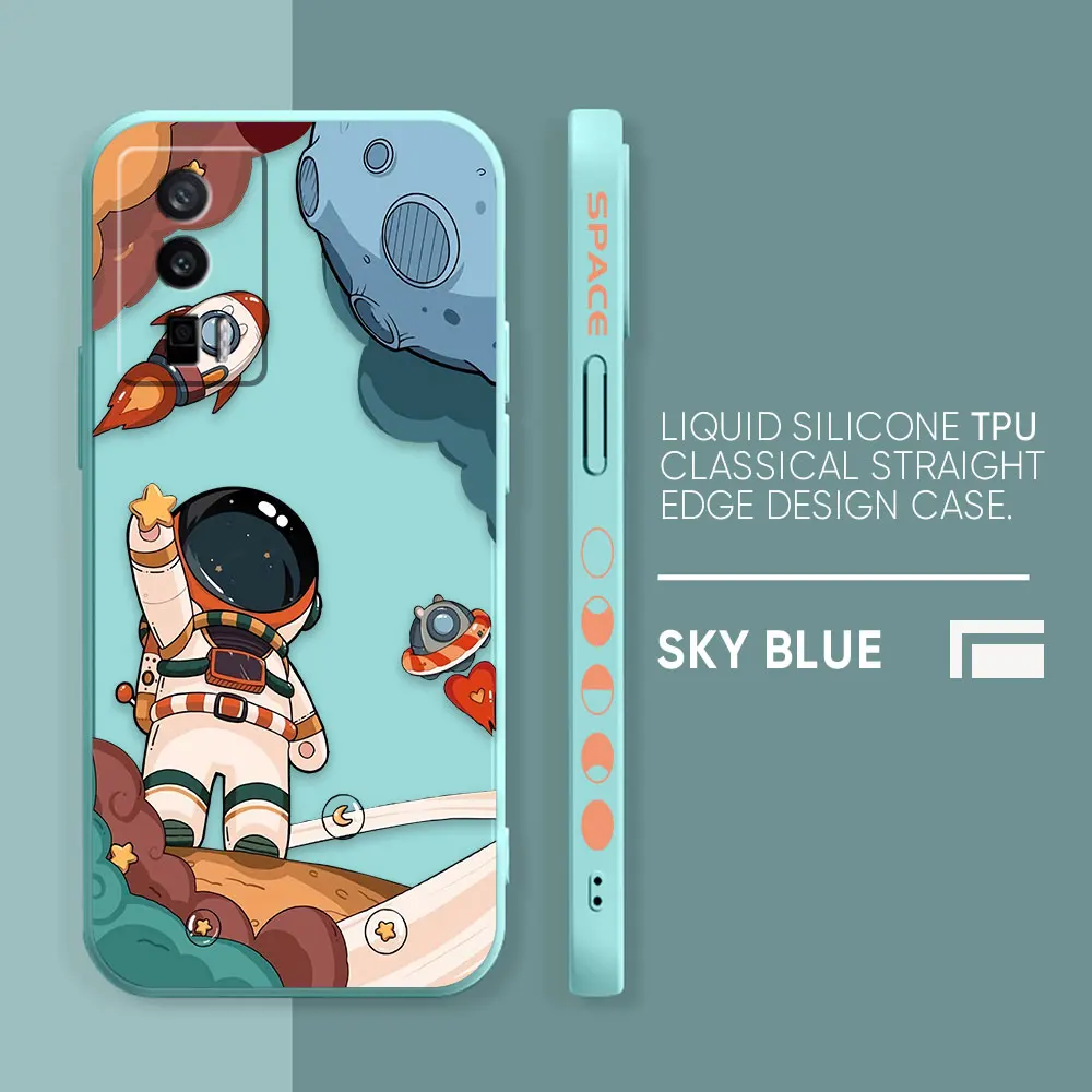 thumbnail image 1 of Case For Redmi K60E K50 K40S K40 K30 K20 10C 9 8A 8 Pro 4G 5G Colour Simple Liquid silicone Case Cute Cartoon Spaceman Astronaut, 1 of 5