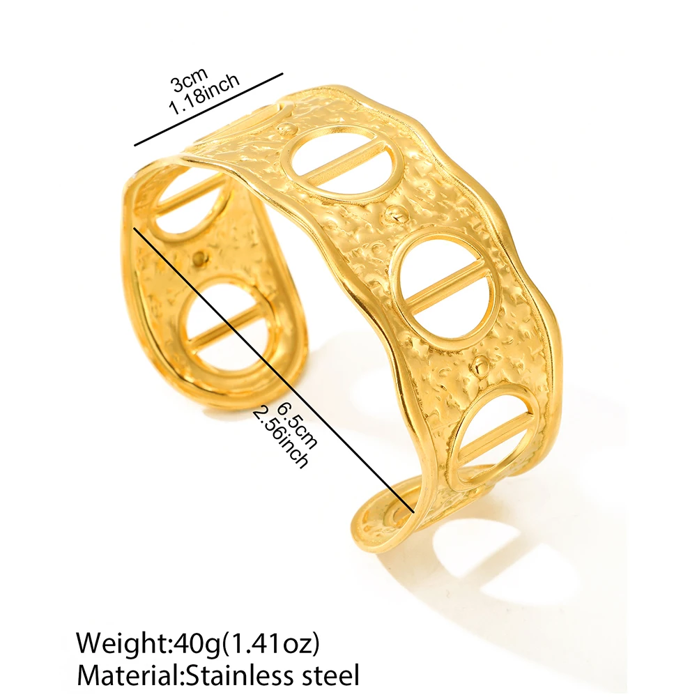 DOTIFI Stainless Steel Widened Cuffs Adjustable Bracelet Bangle For Women, Non Fading Daily Jewelry Accessories Gifts 5