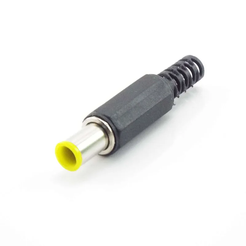 6.5mm x 4.4mm DC 남성 전원 커넥터 플러그 잭 어댑터 (1.3mm 핀 커넥터 포함) 노란색 헤드 6.5 4.4 남성 용접 오디오 DIY a1
