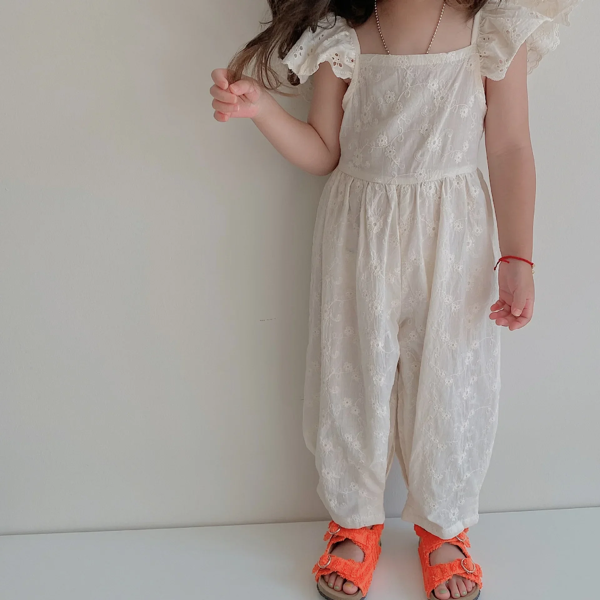 Girl Jumpsuit 2pcs Summer Korean Girls Backless Lace-up Bow One Piece Clothes kids outfits