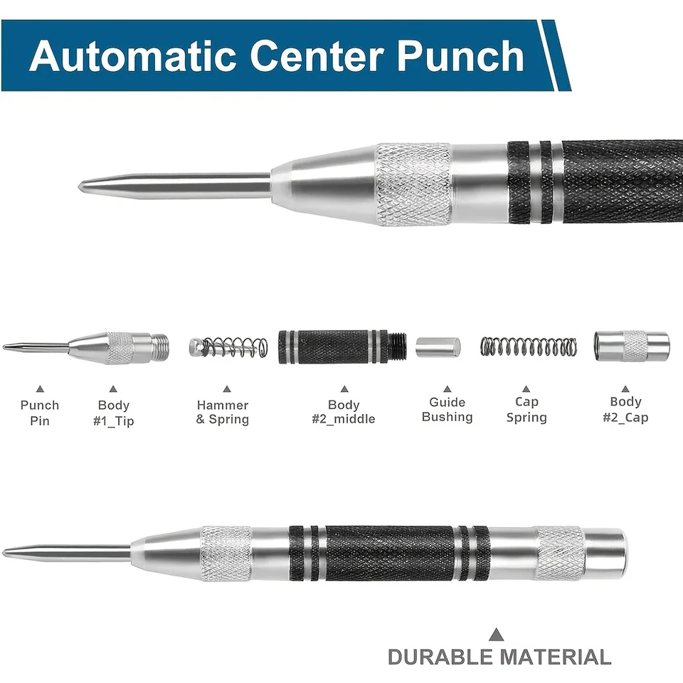 Metal Marking Tool 2-Pack Set - 5 Inch Spring Loaded Punch Tool With ...