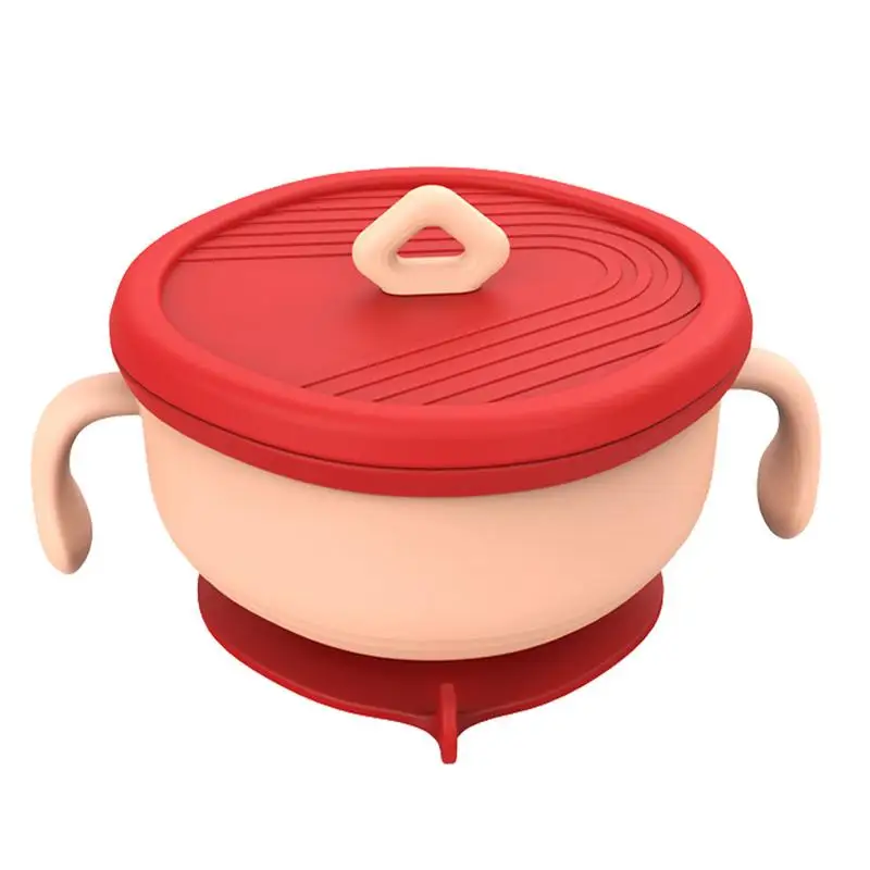 

Toddler Suction Bowls Silicone Feeding Bowls With Lid Multifunctional Baby Snack Bowl With Lid Straw And Ergonomic Handle For
