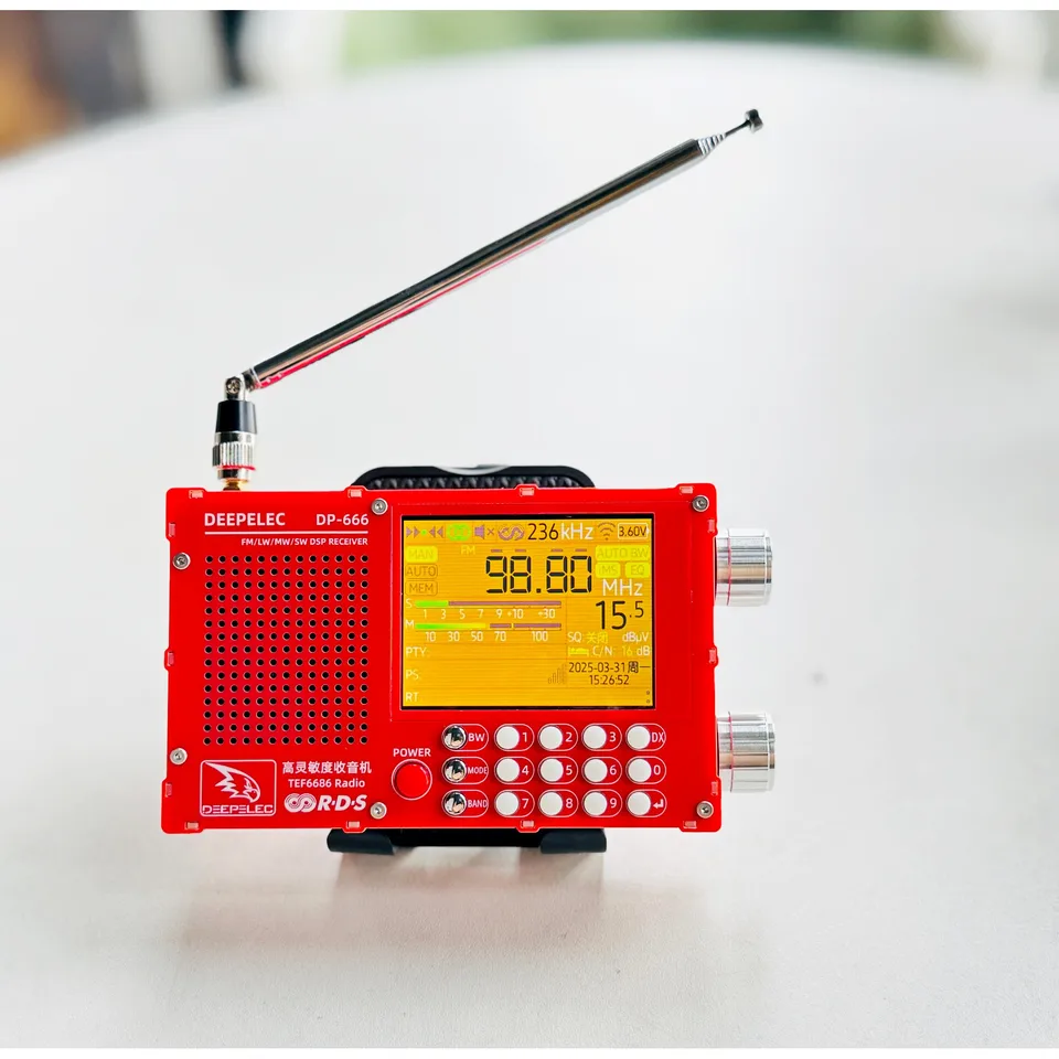thumbnail image 2 of DP-666 TEF6686 Full Band Radio, FM AM Shortwave Radio RDS, 2.8 Inch Resistive Touch LCD Color Screen, Portable High Sensitivity Travel Radio(Yellow 2 of 14