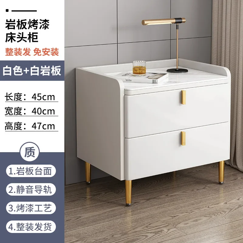 

2023 Year New AOLIVIYA Lacquered Slate Bedside Table Simple Modern Small Storage Bedside Cabinet Storage Rack Locker Nightstands
