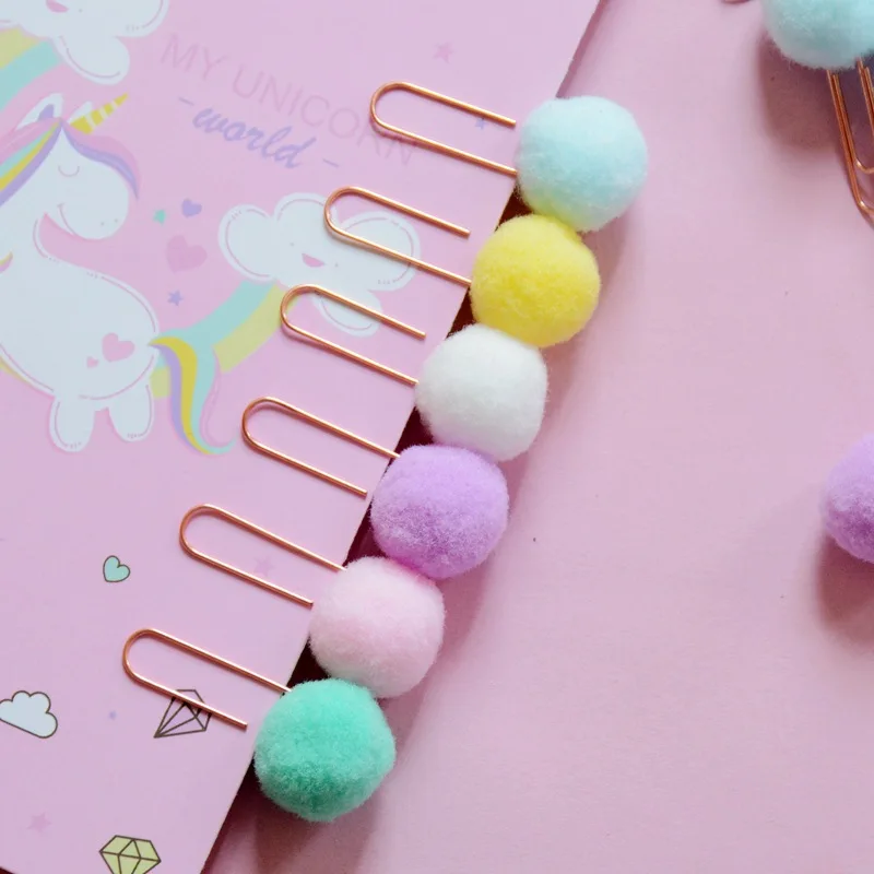

100pcs/lot Pompoms Metal Planner Paper Clips for Photos Books Notebook Cards Stationery Decor
