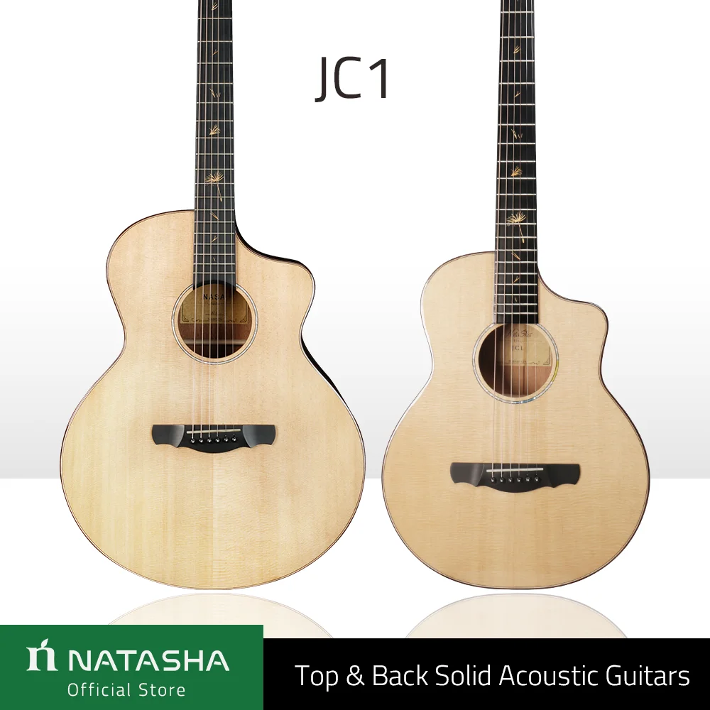 

Natasha JC1 Solid Sitka Spruce top Mahogany back beginner steel strings acoustic guitar