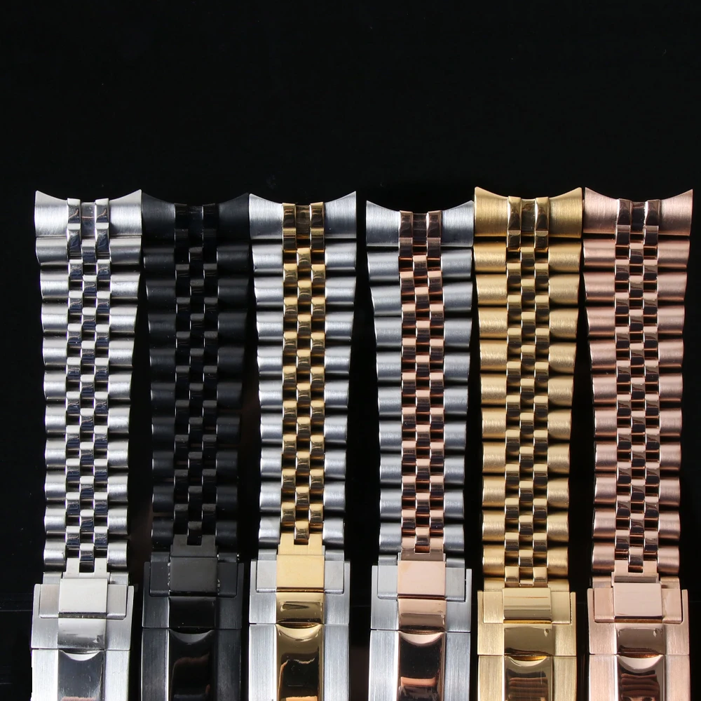 Premium 20mm 904L Stainless Steel Watch Strap with Glide Lock Buckle - Silver Jubilee Bracelet Design