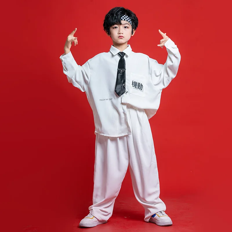 

Hip-hop Costumes Kids Suit for Children's Boys Street Dance Sets white shirts pants outfits Trendy Summer teens shirt streetwear
