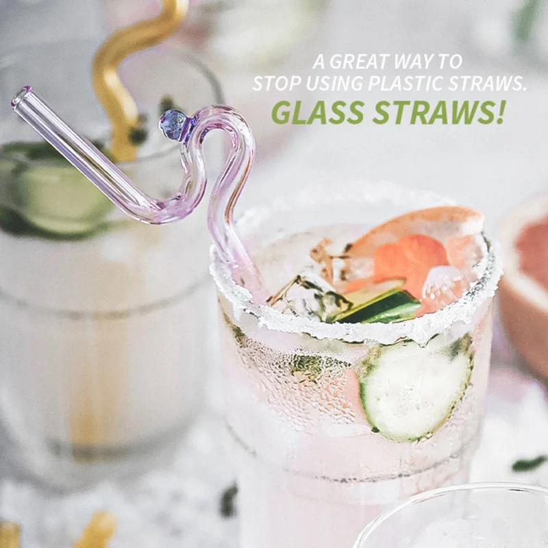 House Artistry Glass Straws Reusable Straws Heat Resistant Glass Straw Drinking Milk Tea Long Stem Staw