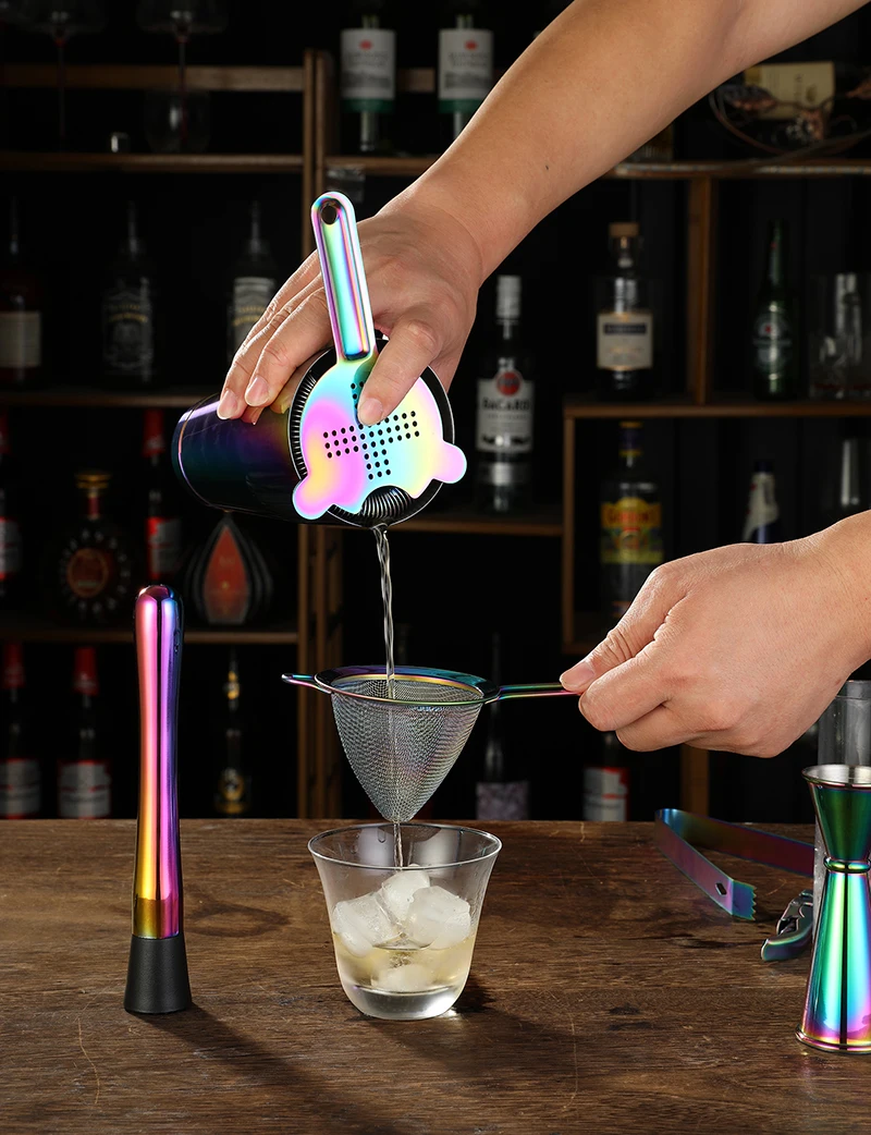 Cocktail Shaker Cocktail Bar Tools Cocktail Shaker Bar Set 2 Weighted Boston Shakers Cocktail Strainer Set Jigger Muddler Spoon Ice Tong 2 Bottle Pourer