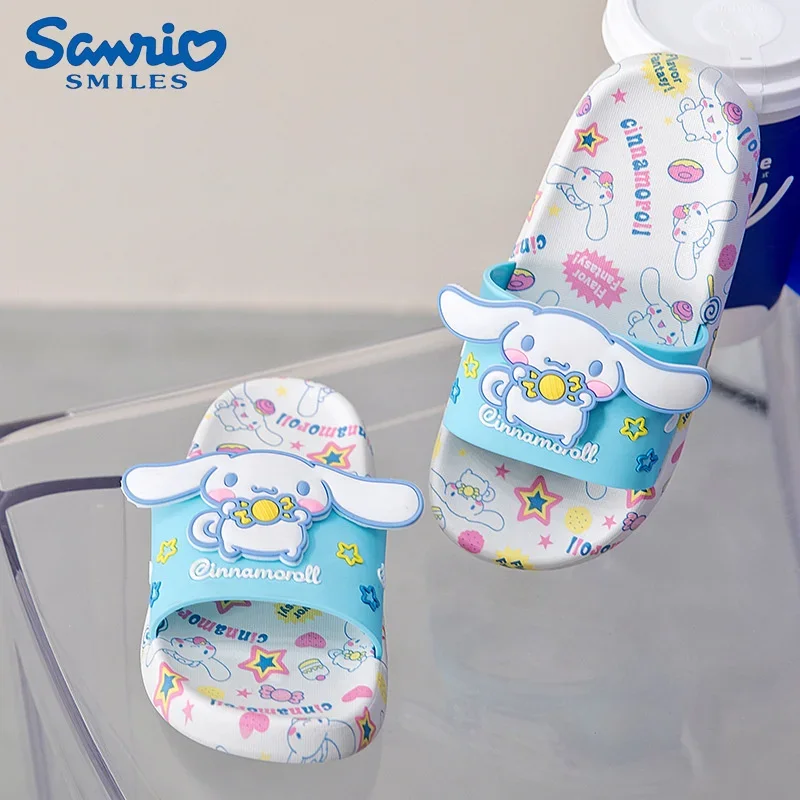 

Sanrios Kawaii Anime Cartoon Children Slippers Kuromi Hello Kitty Cinnamoroll Summer Soft Bottom Indoor Non-slip Slippers Gift