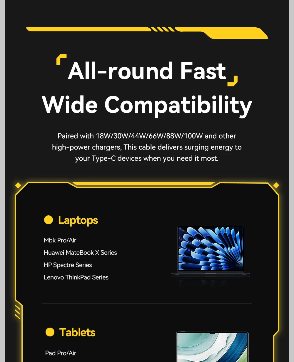 240W Super Fast Charge Type-C Cable 100W Fast Charging Stainless Stee Data Wire