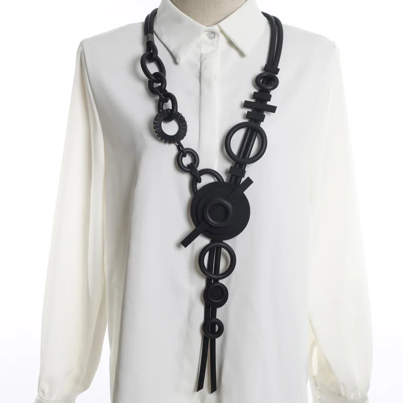 

Vintage Handmade Women Necklaces Hiphop/Rock Style Silicone Rubber Sweater Chains Simple Jewellery Fashion Clothes Accessories