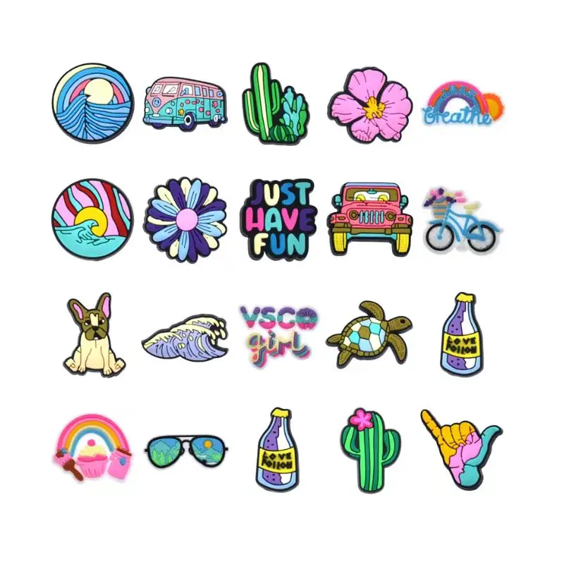 2024 New Shoe Charms Colourful Stars Heart Shaped Garden Shoes Accessories Buckle Decorations Fit Wristband Women Gift