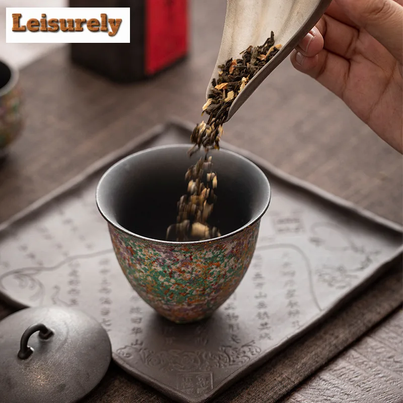 175ml Rock Painting Time Wind Gaiwan Luxury Tea Tureen Household Tea Bowl With Lid Kit Tea Maker Cover Bowl Cafes Ornaments Gift