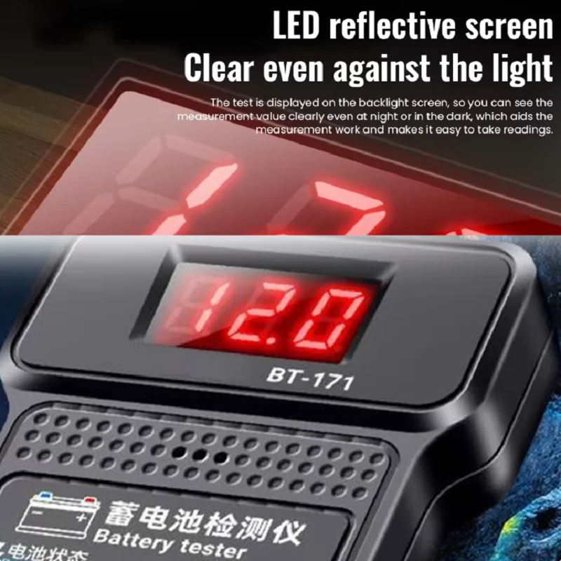 Battery Tester 12V Car Electric Quantity Detector Diagnostic Tool BT-171 Battery Tester Monitor Panel Gauge