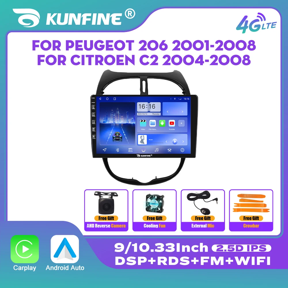 2 DIN RADIO FOR PEUGEOT 206 BLUETOOTH USB ANDROID WI-FI NAVIGATOR GPS  CARPLAY
