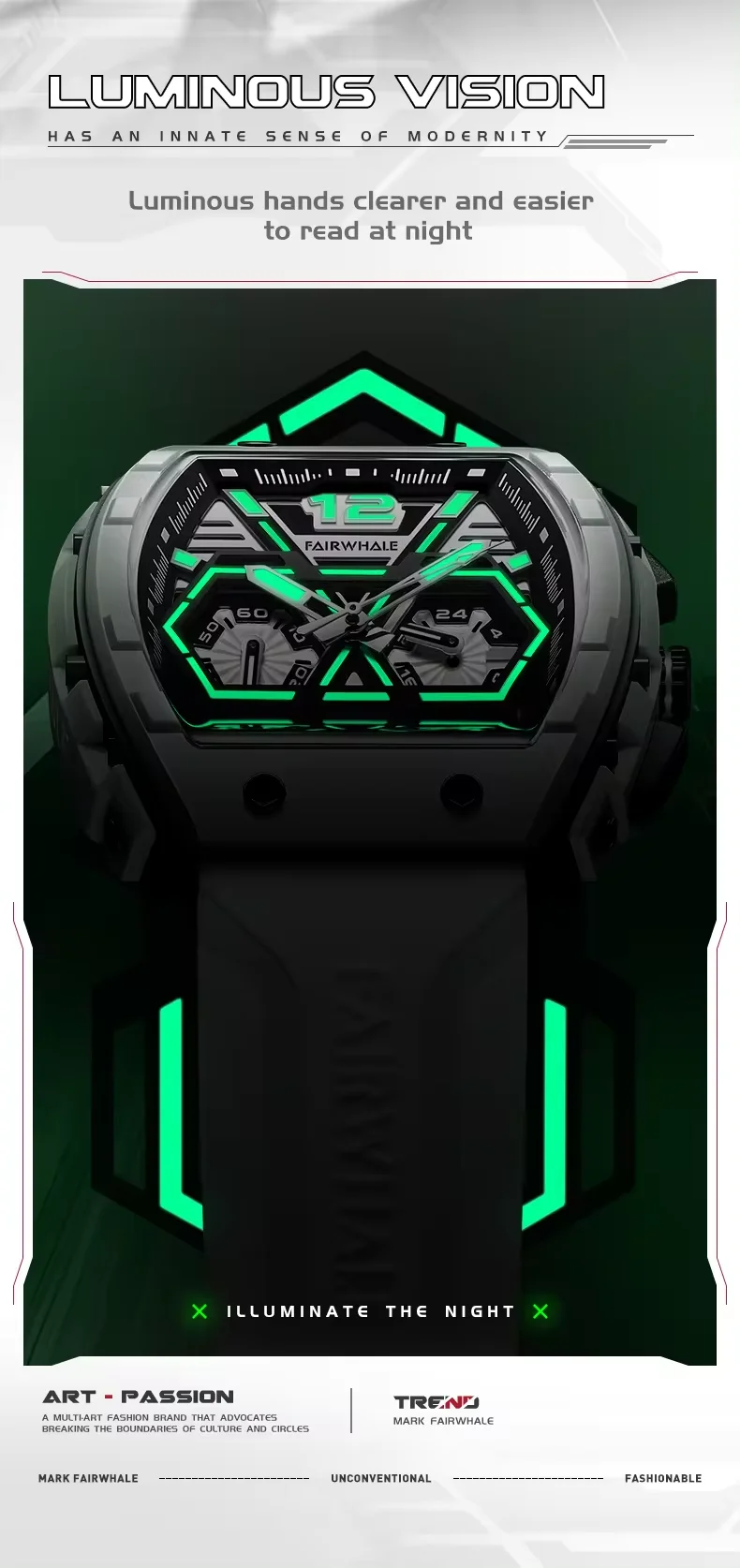Mark Fairwhale Luxury Watches Mens Automatic Date Sports Silicone Quartz Clock Fashion Waterproof Tonneau Mille Wrist Watch 2023