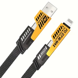Universal 4 - in - 1 Fast Charging Cable with 65W Power Delivery - 1.2m (Black)