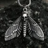 Vintage Gothic Style Death Moth Necklace Unisex Punk Stainless Steel Butterfly Skull Pendant Animal Jewelry Gift Dropshipping 2