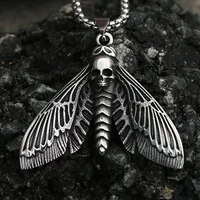 Vintage Gothic Style Death Moth Necklace Unisex Punk Stainless Steel Butterfly Skull Pendant Animal Jewelry Gift Dropshipping 2