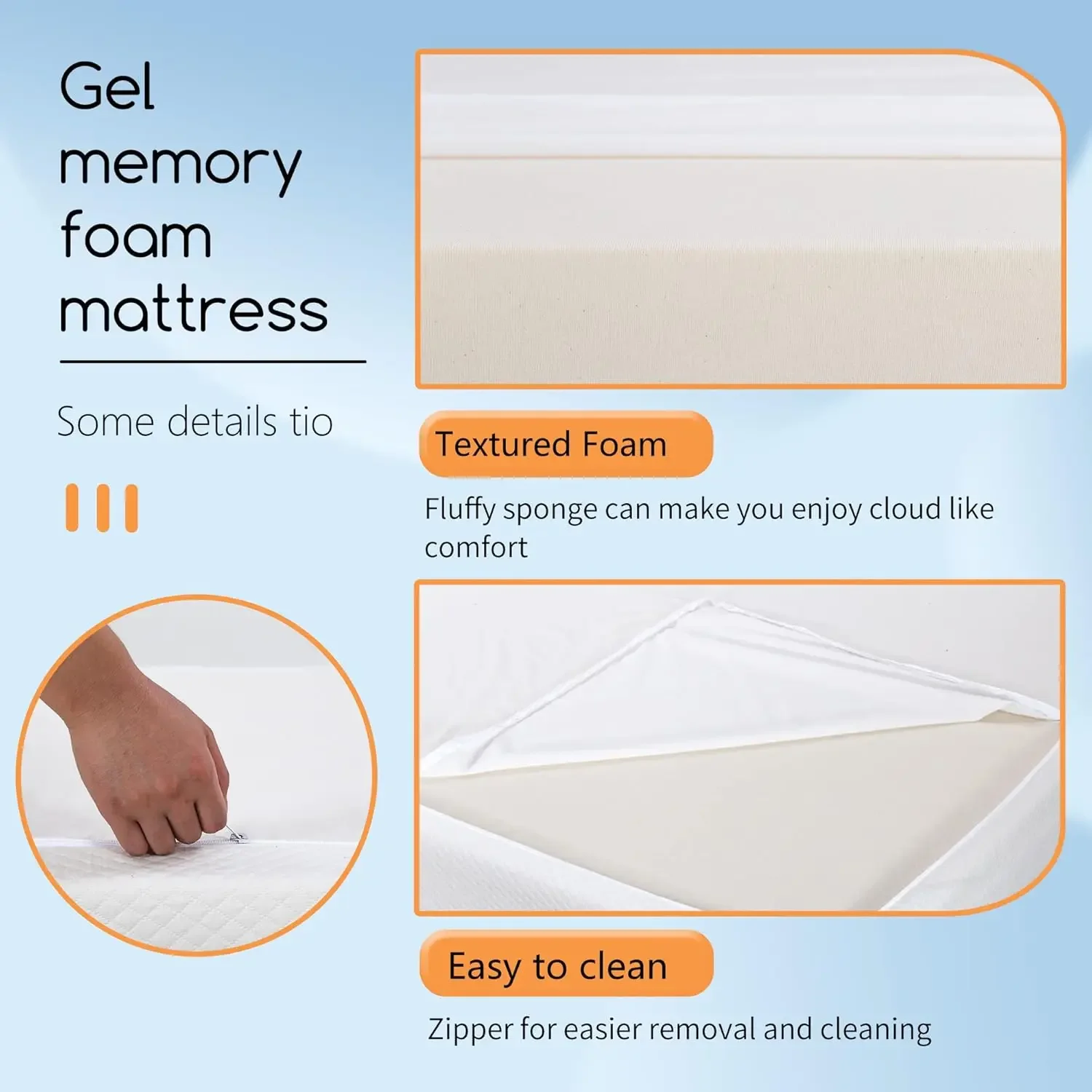 5 Inch Gel Memory Foam Mattress/Twin Mattress/Cooling Gel Infusion/CertiPUR-US Certified/Comfy Support,White 6